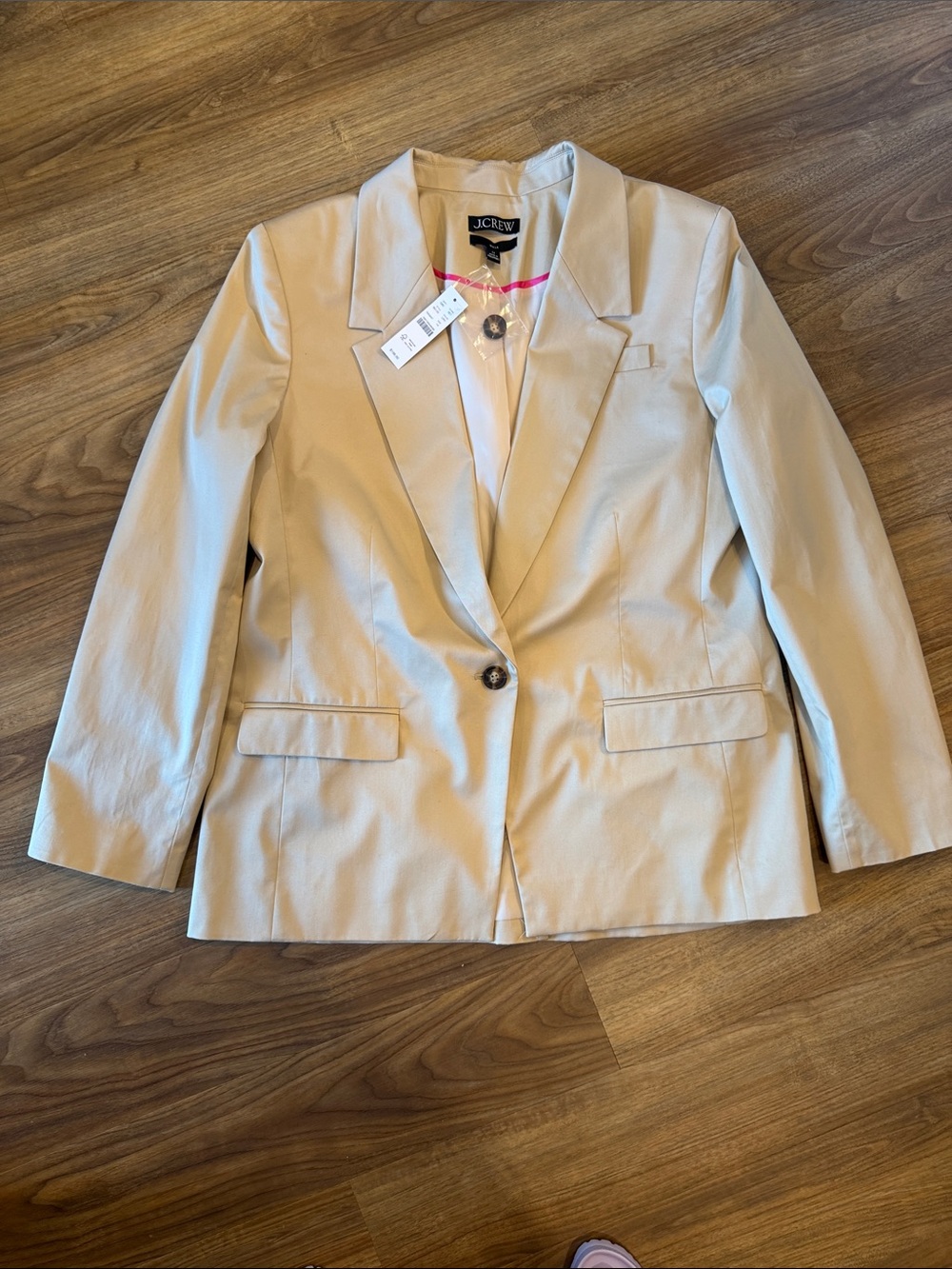 Willa J. Crew Women's Khaki Single-Button Cotton Sateen Blazer